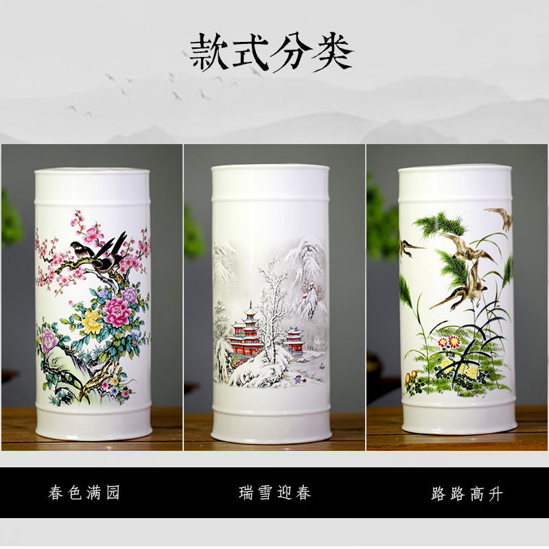 Jingdezhen ceramic quiver floret bottle household adornment flower arranging new Chinese style living room TV cabinet handicraft furnishing articles