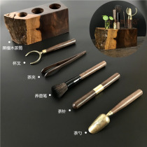 Ebony tea ceremony six gentlemen combination set kung fu tea set kung fu tea set accessories tea clip tweezers copper tea spoon needle brush new product