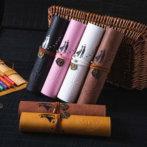 Nine years and six classes constellation secret language roll pen bag Junior high school students retro simple multi-function pencil box Korean boys and girls Primary school students pen curtain High school students creative large capacity couple color pencil box