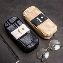 Nine years six classes canvas pencil box Simple male and female primary school students multi-functional retro pencil bag Korean junior high school high school large capacity university creative childrens Korean version of cute small fresh stationery box