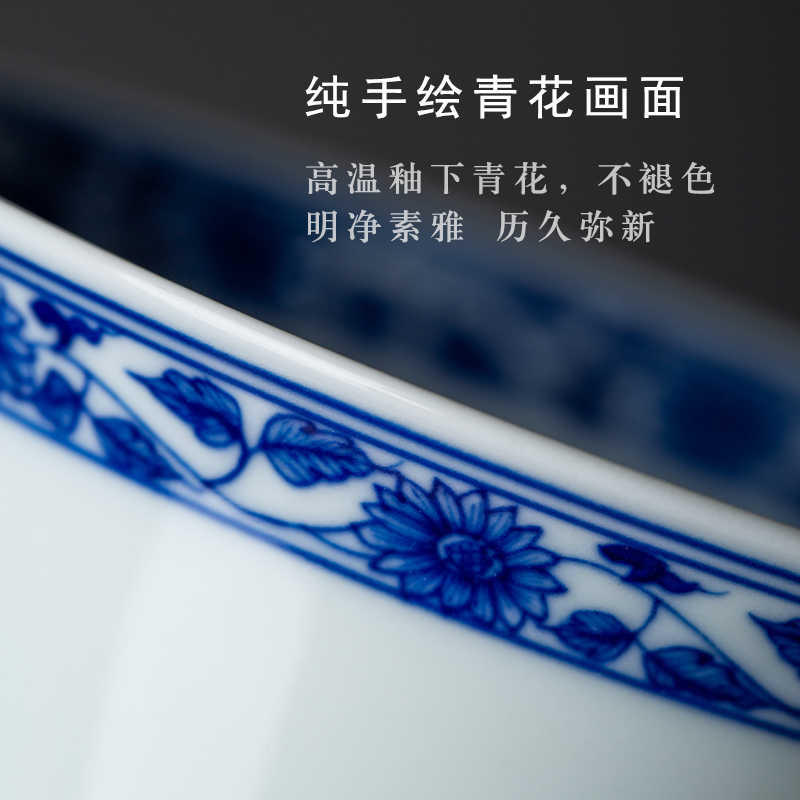 Pure manual tureen of blue and white porcelain jingdezhen single archaize three cups to make tea bowl hand - made large - sized ceramic tea set