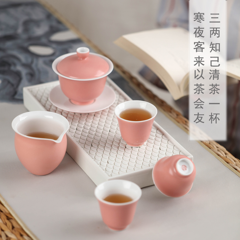 Bright tea cup "women 's singles jingdezhen ceramic kung fu tea master cup cup pink bowl sample tea cup of creative individuals