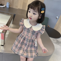 Korean Net red female baby baby summer dress foreign style skirt college style Plaid childrens clothes little girl dress