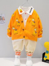 Korean childrens clothing boys spring suit 2021 New Baby foreign style children handsome fashionable spring and autumn three sets