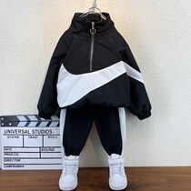 Korean boy suit fashionable fried street 2021 new foreign style childrens clothing handsome baby spring dress childrens sports clothes