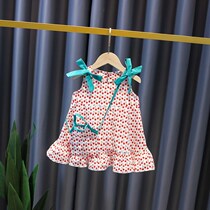 Korean girls summer dress suspender dress 2021 new foreign style childrens clothing fashion Net red baby princess dress