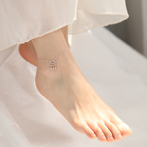 Lane South 925 sterling silver long life lock anklet female Japanese and Korean temperament student Mori foot ring temperament Net red foot ornaments