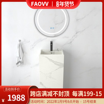 Rock plate column basin integrated washbasin vertical balcony outdoor wash basin floor standing marble villa Stone