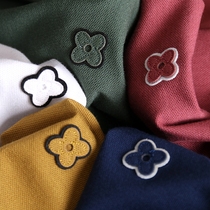 Wang fried rare high-end custom fabric touch smooth solid color business beads breathable short sleeve polo shirt men