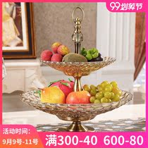 European-style glass double-layer fruit plate modern creative model room decorations home tea table fruit bowl fruit pot fruit basket