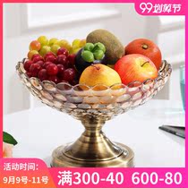 American luxury fruit plate modern simple home living room coffee table home big fruit basin crystal glass European fruit plate