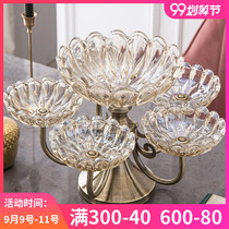 Nordic crystal glass fruit plate Net red home living room coffee table creative light luxury multi-layer high foot fruit plate candy plate