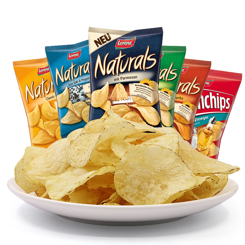 德国进口劳仑兹原切大薯片海盐味原味迷迭香多口味自选大包装薯片