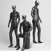 Model props Male full body clothing store model electroplated face dummy window props black Korean version of mens model rack