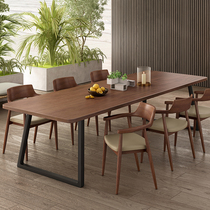 High-end solid wood conference table long table industrial style office conference room furniture hotel and B&B antique tables and chairs
