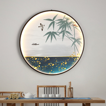 New Chinese Wall Lamp Living Room Background Wall Mural Lamp Round Hallway Aisle Decoration Painting with lamp Zen Serie Tea Room wall lamp