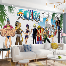 Custom bamboo and wood fiberboard One piece childrens room wallboard Cartoon Luffy background wall animation three-dimensional high-light painting
