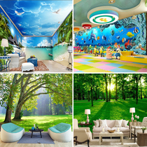 Bamboo and wood fiberboard 8d sea view stereo TV background wall wall panel painting living room 3d landscape forest integrated board painting