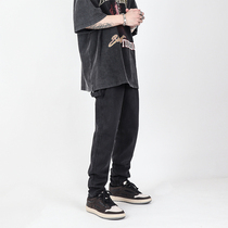 POCKET INS European and American High Street Pants American Vibe Straight Barrel Loose Black Jeans Casual Pants Boomer