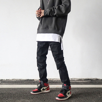 POCKET INS European and American High Street Jeans Slim Fit Pants Black slim fit long pants Broken Pants Caveat Pants Boomer