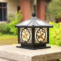 Chinese solar pillar lamp outdoor household wall pillar lamp outdoor creative waterproof courtyard door wall headlight