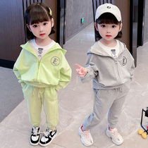 South Korean girl casual autumn clothing suit 2022 new foreign air children sports necropolis female baby spring and autumn two sets