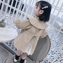 South Korean girls wind coat jacket Spring and autumn medium long paragraph 2021 new child foreign air princess female baby autumn clothing blouses