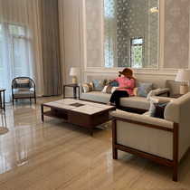 Cloud house new Chinese sofa solid wood combination fabric leather modern style living room furniture full white wax whole house custom