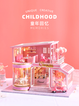 Diy cottage Childhood memories Handmade house model villa Merry-go-round cake shop Birthday gift girl