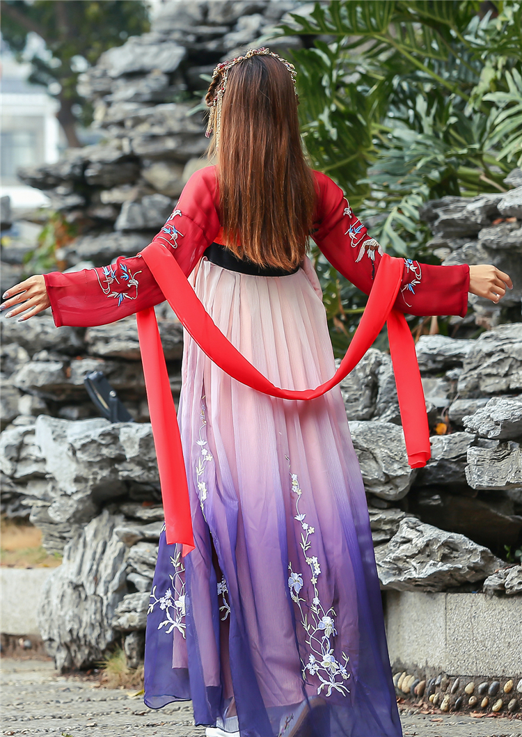 汉服女学生改良齐胸襦裙中国风公主古装古风超仙薄纱锦鲤裙汉元素