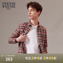 TeenieWeenie Bear mens clothing autumn Korean fashion retro check lapel long sleeve shirt shirt tide