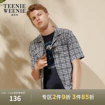 TeenieWeenie Bear mens Korean version of casual retro check short-sleeved shirt summer mens top tide