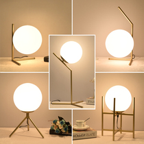 Glass table lamp LED European bedroom bedside table Warm creative simple Nordic wedding room bedside lamp