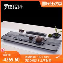Rod Mico natural kung fu tea tray drainage Black Gold Stone tea table Tea Sea whole piece hollow stone tea tray