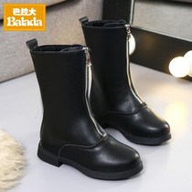 Girl Martin boots 2019 new black leather shoes little girl princess shoes foreign-style soft bottom autumn and winter long boots