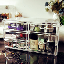 Add a large transparent cosmetics to contain a box of plastic dust protection sunsktop dressing table drawer non-Akley