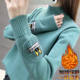 Plus velvet thick autumn and winter new Korean version of the half-high collar long sleeve cover wild short loose knit sweater female Plus velvet thick autumn and winter new Korean version of the half-high collar long sleeve cover wild short loose knit sweater female