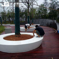 Jiugang large tree pool FRP tree fence shopping mall park stool production and installation outdoor flower pool manufacturer customization