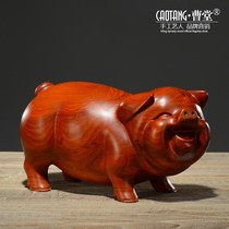 Pear wood carving pig furniture piece of XiaozhongXiaoxiang home creative minimalist desktop set red wood engraving crafts
