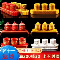 Three-Linked Cup Wine Cup Swing for Buddhist Creative Simple Ceramic Trilian Tour Set