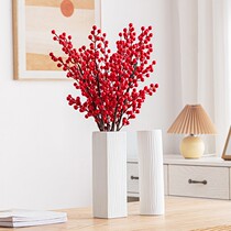 Wealthy bamboo winter Qingqing large square ceramic vase white atmosphere upscale viewing cabinet desktop furnishing room dry flowers