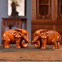 Flowers Pears Carved Elephant Fittings for Solid Wood Object Redwood High-end Creative Office Decoration Craft New Residence Gift