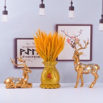 Fukukuku decoration Gold wheat barley creative simplified living room Xuankou wine cabinet opened
