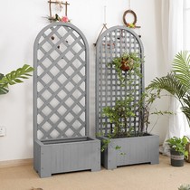 Anti-corrosive wood planting box Climbing Rattan outdoor wood flower case Balcony Partition Flower Shelf Garden Green Planting Gardening grid frame