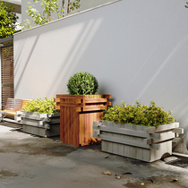 Municipal road flower case guardrails carbonated anti-corrosive wood flowerpots outdoor patio plantbox outdoor extra-large composition flower pool