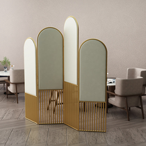 Hotel mobile partition wall Foldable floor-to-ceiling free perforated screen Dining room Living room room Light luxury Wrought iron entrance