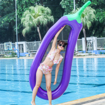 ins Net red eggplant floating row floating bed Adult thickened inflatable air cushion Childrens mount toy swimming ring water floating pad