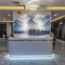 Paint front desk welcome clinic travel agency imitation marble reception desk hotel bar environmental protection cashier with light