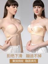 Strapless underwear Big breasts show small anti-light anti-slip non-slip beauty back bandeau wrap womens thin size EF bra