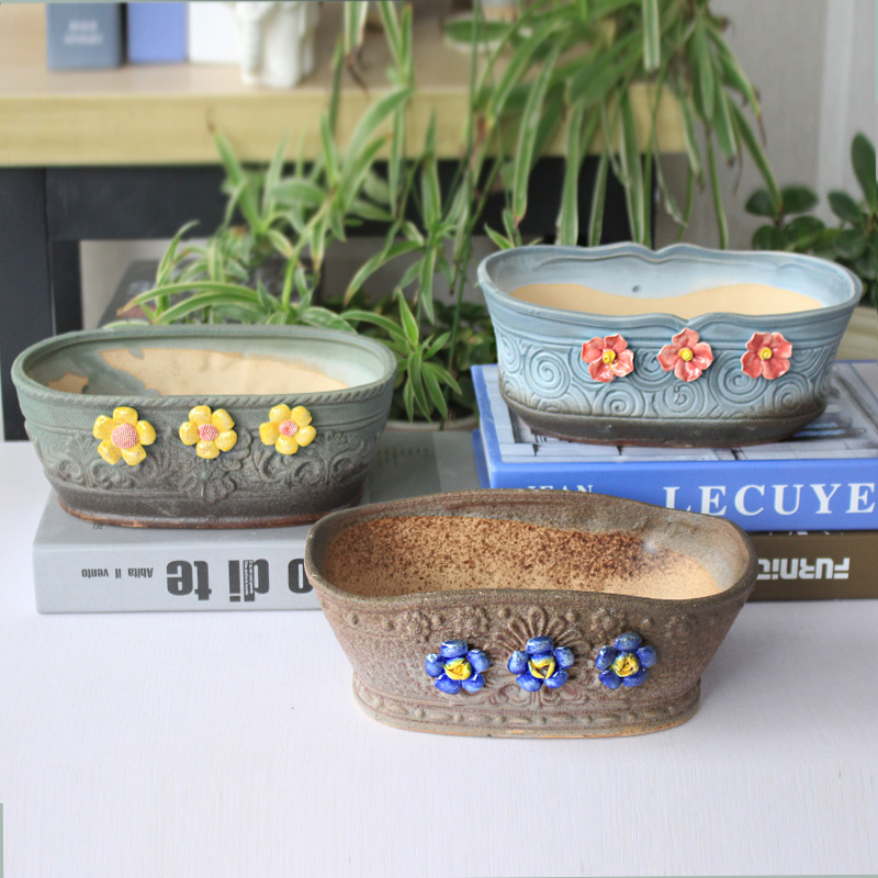 Fleshy flower POTS, large diameter ceramic simple little old running the special offer a clearance package mailed home new coarse pottery plant basin